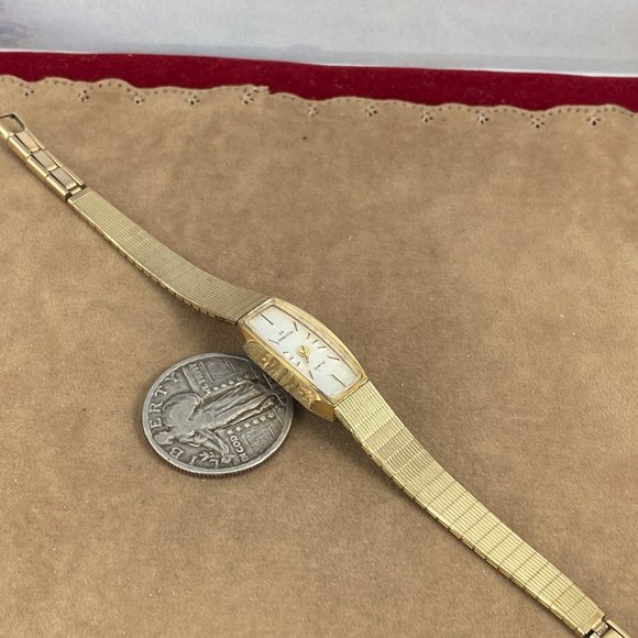 SOLD Vintage 1980's Hamilton Watch Quartz Movement Case is 10K Yellow Gold Rolle - Picture 4 of 8